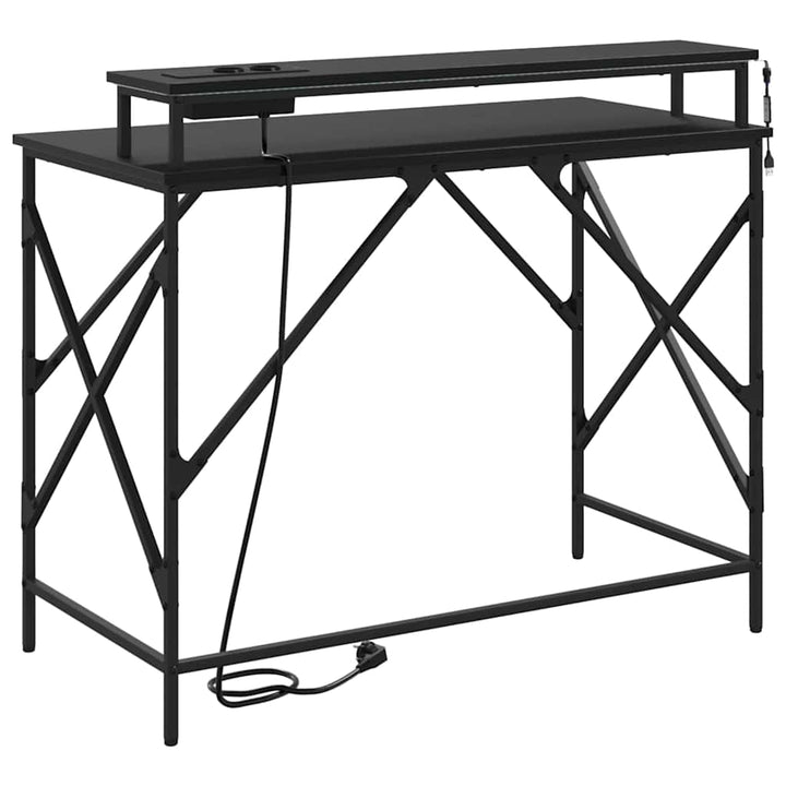 Bord med hylde Sort eg 100 x 50 x 86,5 cm Konstrueret træ