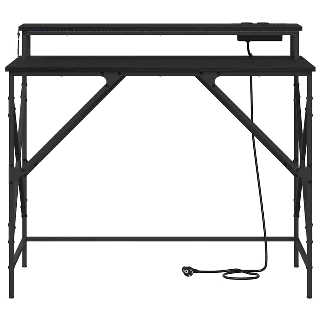 Bord med hylde Sort eg 100 x 50 x 86,5 cm Konstrueret træ