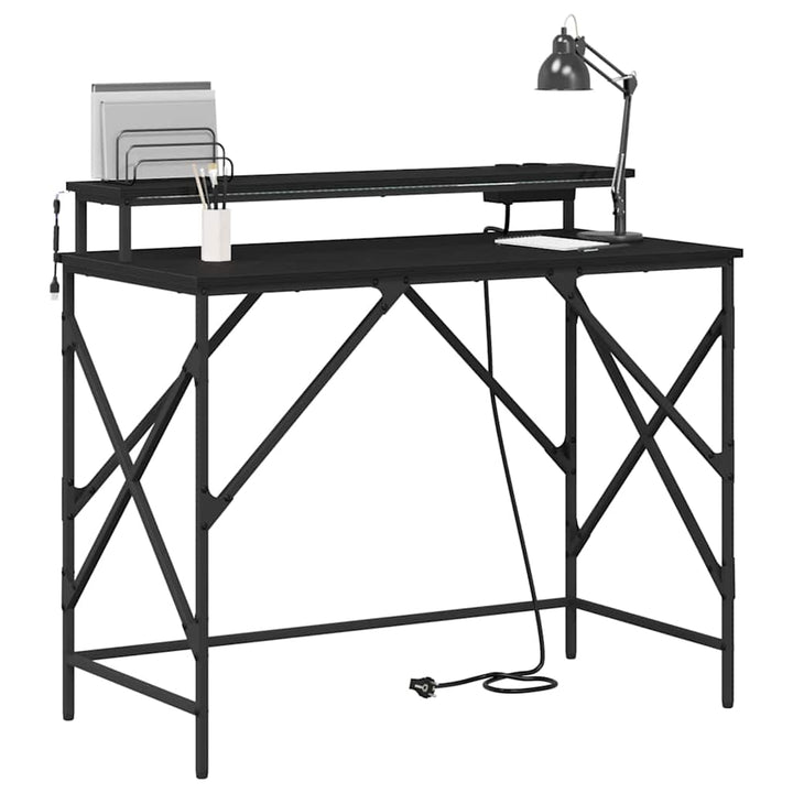 Bord med hylde Sort eg 100 x 50 x 86,5 cm Konstrueret træ