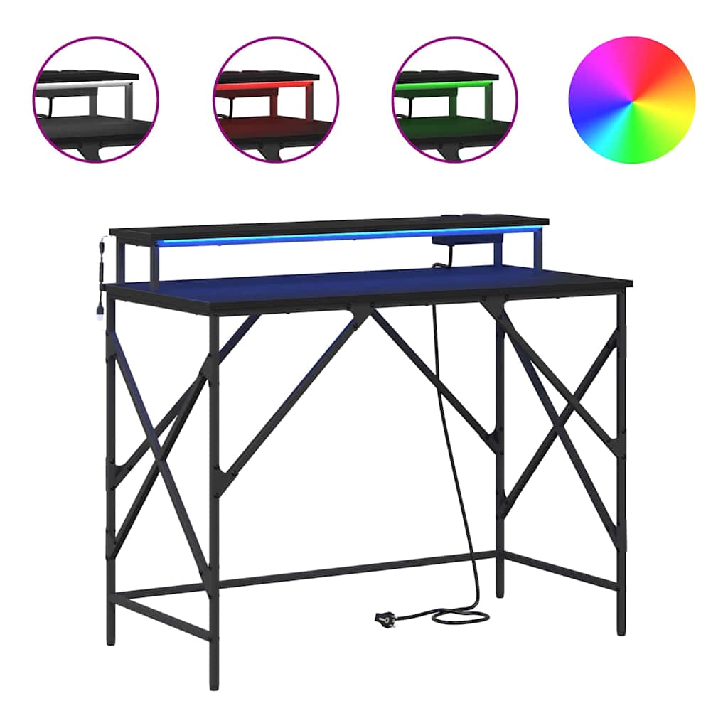 Bord med hylde Sort eg 100 x 50 x 86,5 cm Konstrueret træ