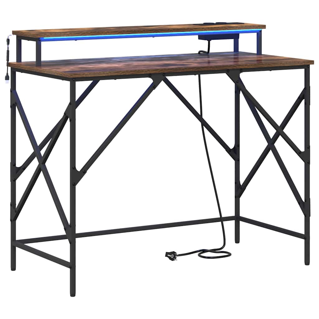 Bord med hylde Røget eg 100 x 50 x 86,5 cm Konstrueret træ