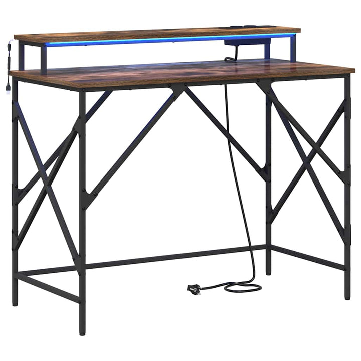 Bord med hylde Røget eg 100 x 50 x 86,5 cm Konstrueret træ