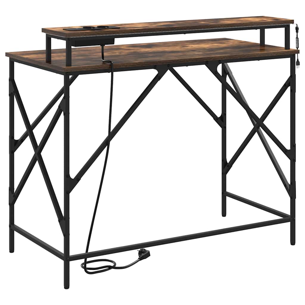 Bord med hylde Røget eg 100 x 50 x 86,5 cm Konstrueret træ