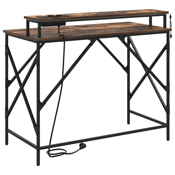 Bord med hylde Røget eg 100 x 50 x 86,5 cm Konstrueret træ