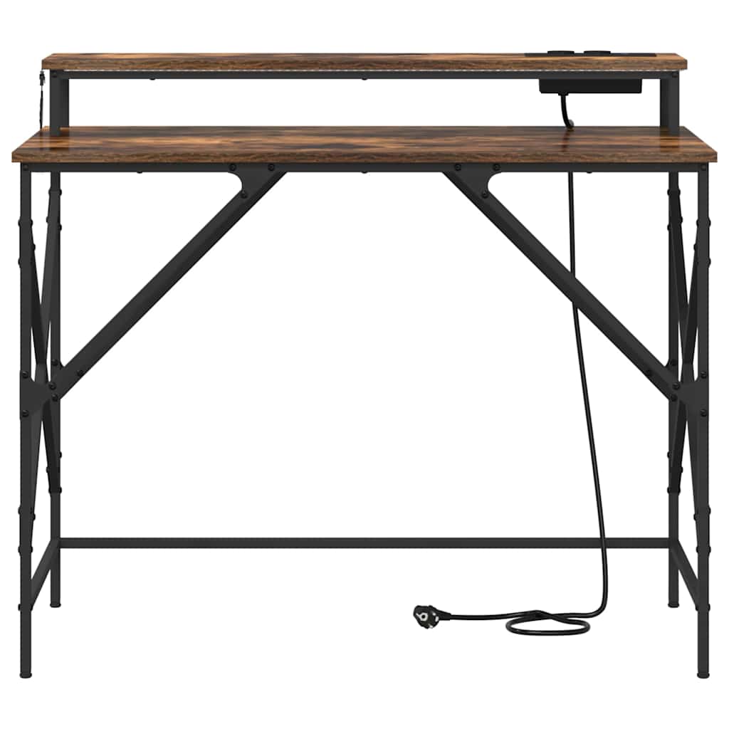 Bord med hylde Røget eg 100 x 50 x 86,5 cm Konstrueret træ