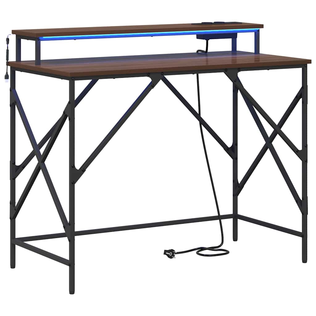 Bord med hylde Brun eg 100 x 50 x 86,5 cm Konstrueret træ