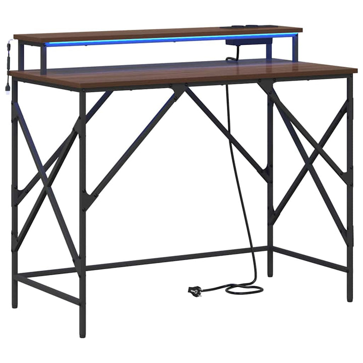 Bord med hylde Brun eg 100 x 50 x 86,5 cm Konstrueret træ