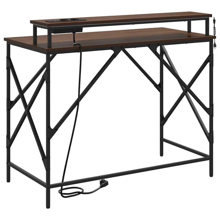 Bord med hylde Brun eg 100 x 50 x 86,5 cm Konstrueret træ