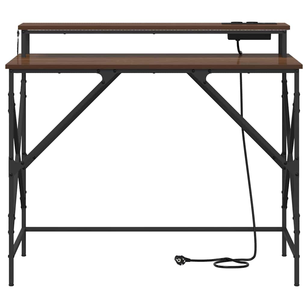 Bord med hylde Brun eg 100 x 50 x 86,5 cm Konstrueret træ