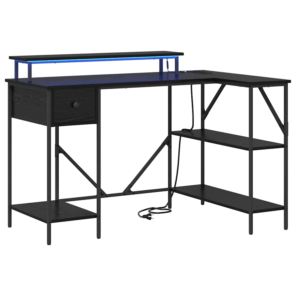 Bord med skuffe Sort eg 120 x 79 x 86,5 cm Konstrueret træ