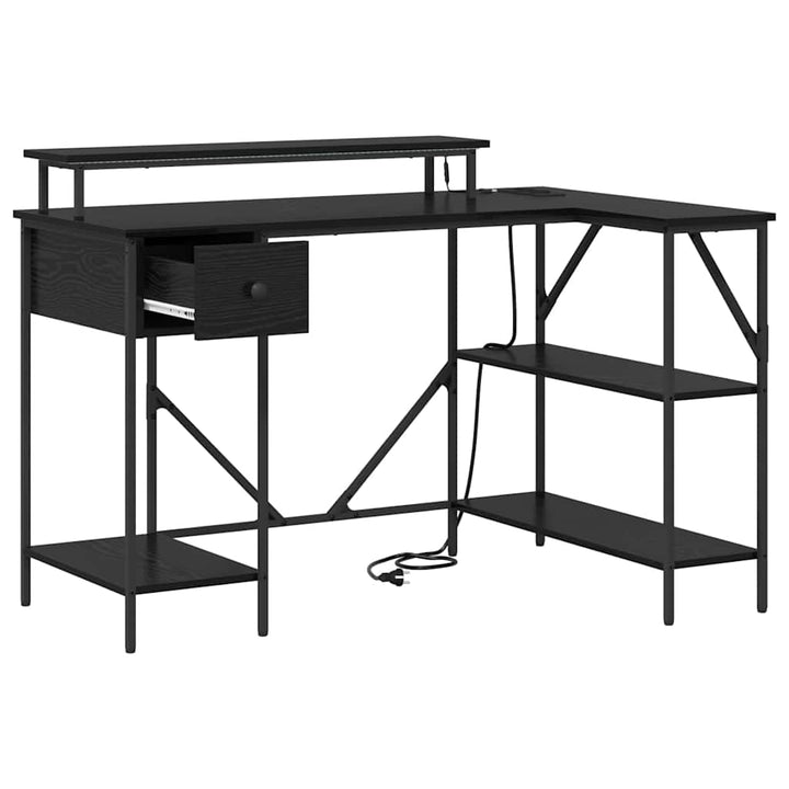 Bord med skuffe Sort eg 120 x 79 x 86,5 cm Konstrueret træ