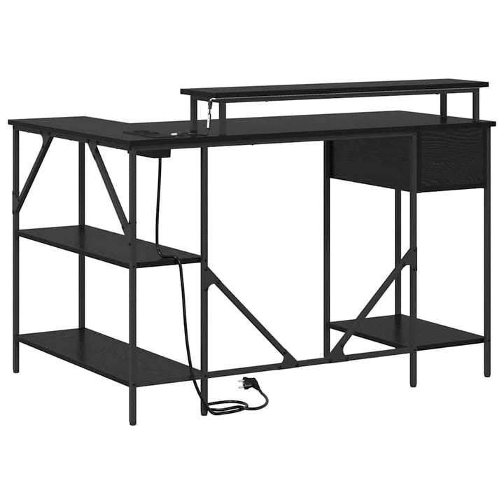 Bord med skuffe Sort eg 120 x 79 x 86,5 cm Konstrueret træ
