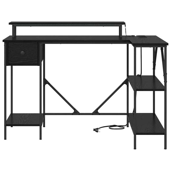Bord med skuffe Sort eg 120 x 79 x 86,5 cm Konstrueret træ