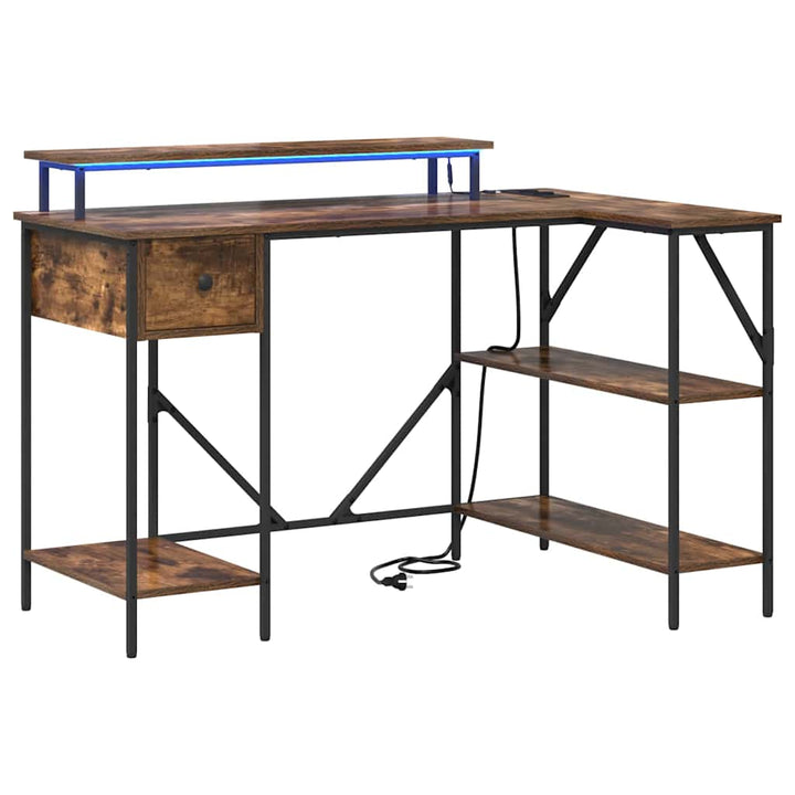 Bord med skuffe Røget eg 120 x 79 x 86,5 cm Konstrueret træ