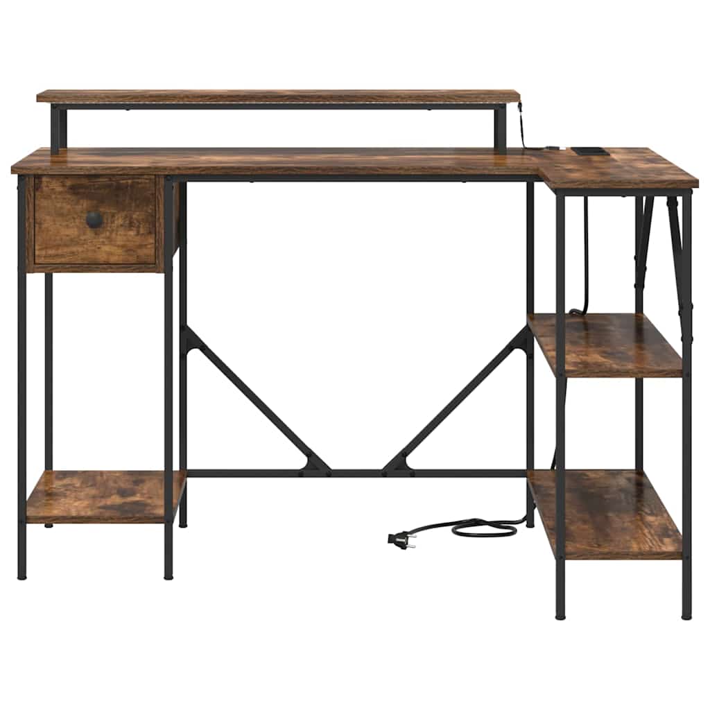 Bord med skuffe Røget eg 120 x 79 x 86,5 cm Konstrueret træ