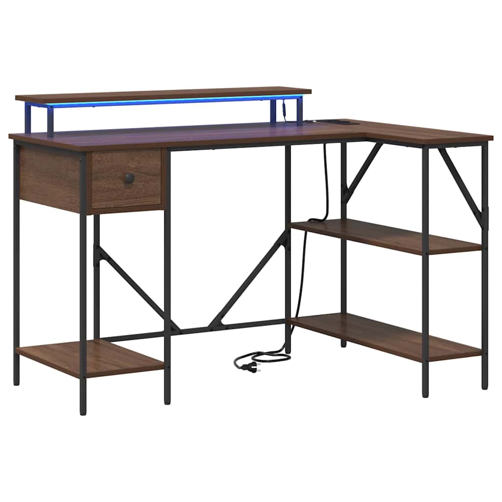 Bord med skuffe Brun eg 120 x 79 x 86,5 cm Konstrueret træ