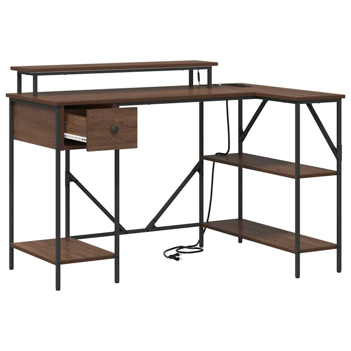 Bord med skuffe Brun eg 120 x 79 x 86,5 cm Konstrueret træ