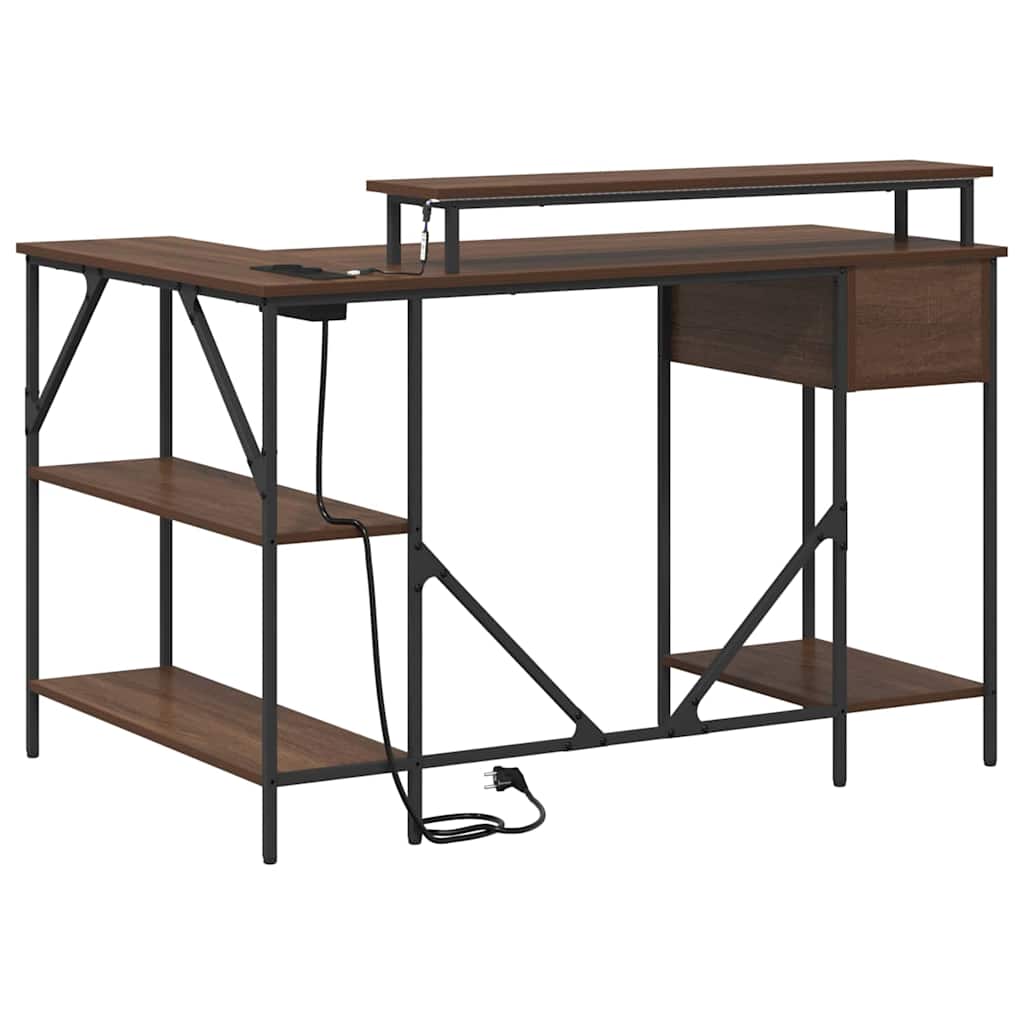 Bord med skuffe Brun eg 120 x 79 x 86,5 cm Konstrueret træ