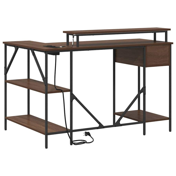 Bord med skuffe Brun eg 120 x 79 x 86,5 cm Konstrueret træ