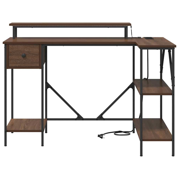 Bord med skuffe Brun eg 120 x 79 x 86,5 cm Konstrueret træ