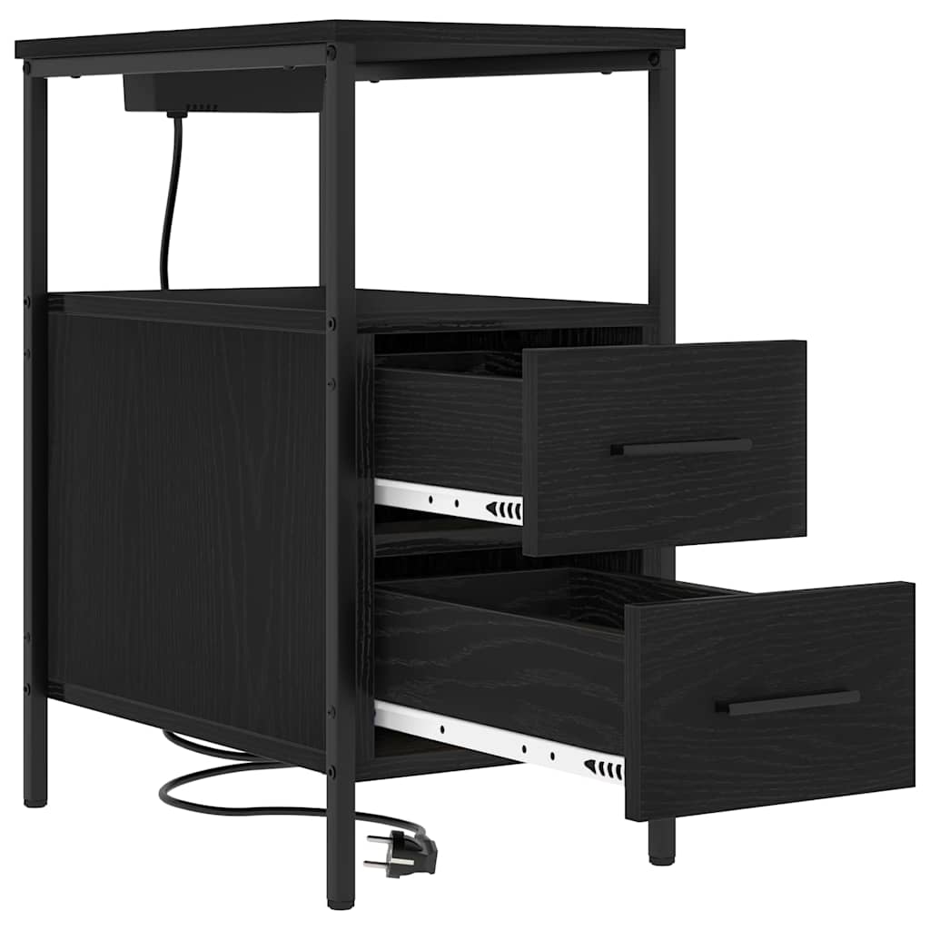Natskab med skuffe Sort eg 30 x 48 x 61 cm Konstrueret træ