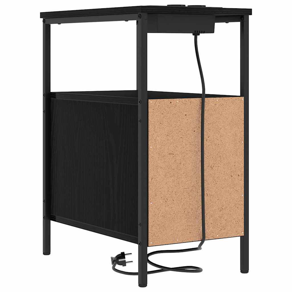 Natskab med skuffe Sort eg 30 x 48 x 61 cm Konstrueret træ
