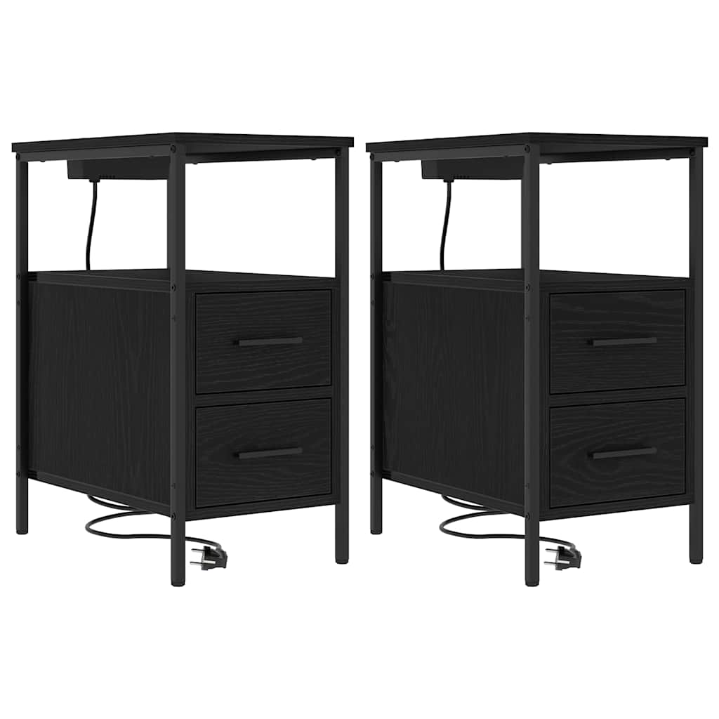 Natskab 2 pcs Sort eg 30 x 48 x 61 cm Konstrueret træ