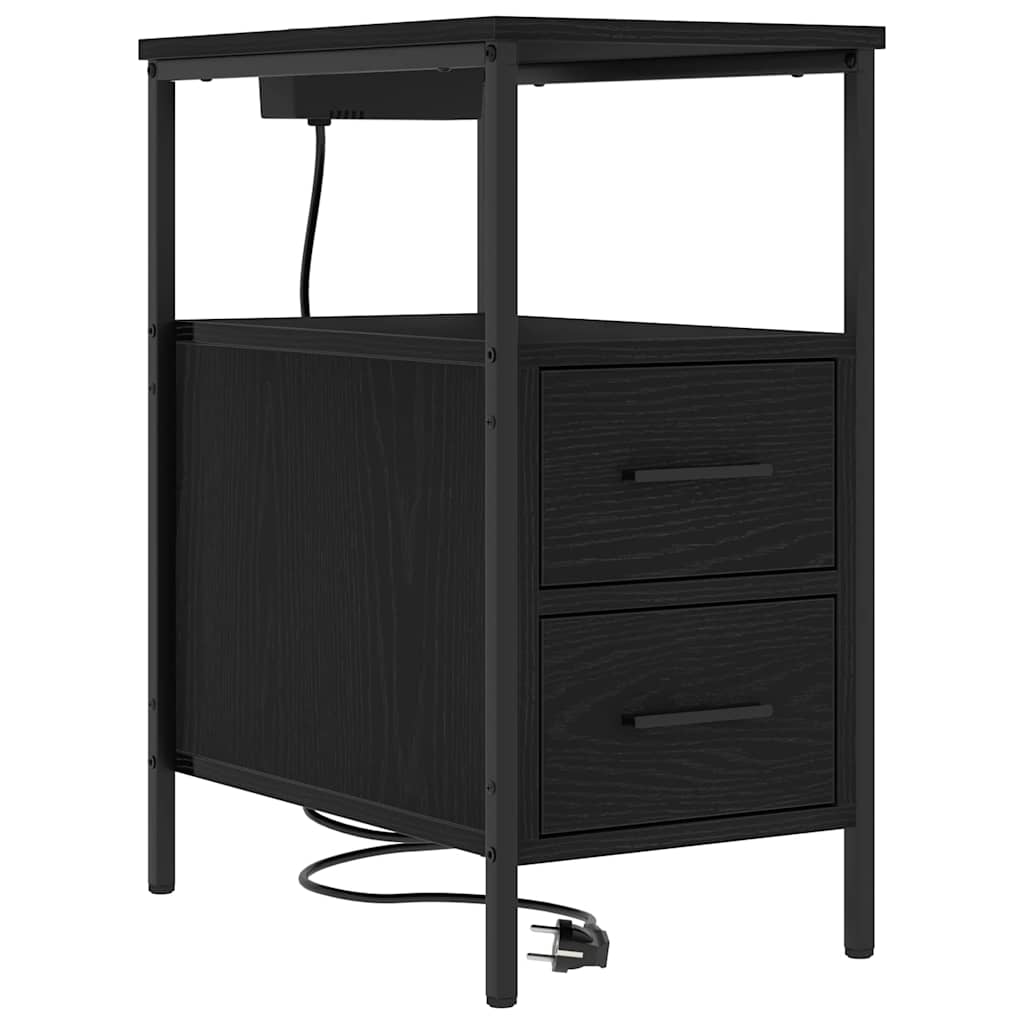 Natskab 2 pcs Sort eg 30 x 48 x 61 cm Konstrueret træ