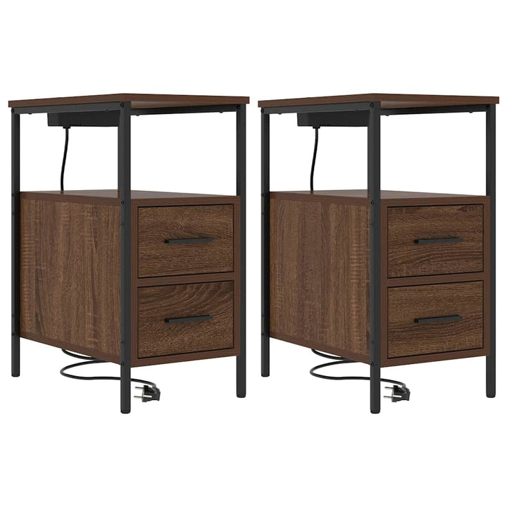 Natskab 2 pcs Brun eg 30 x 48 x 61 cm Konstrueret træ