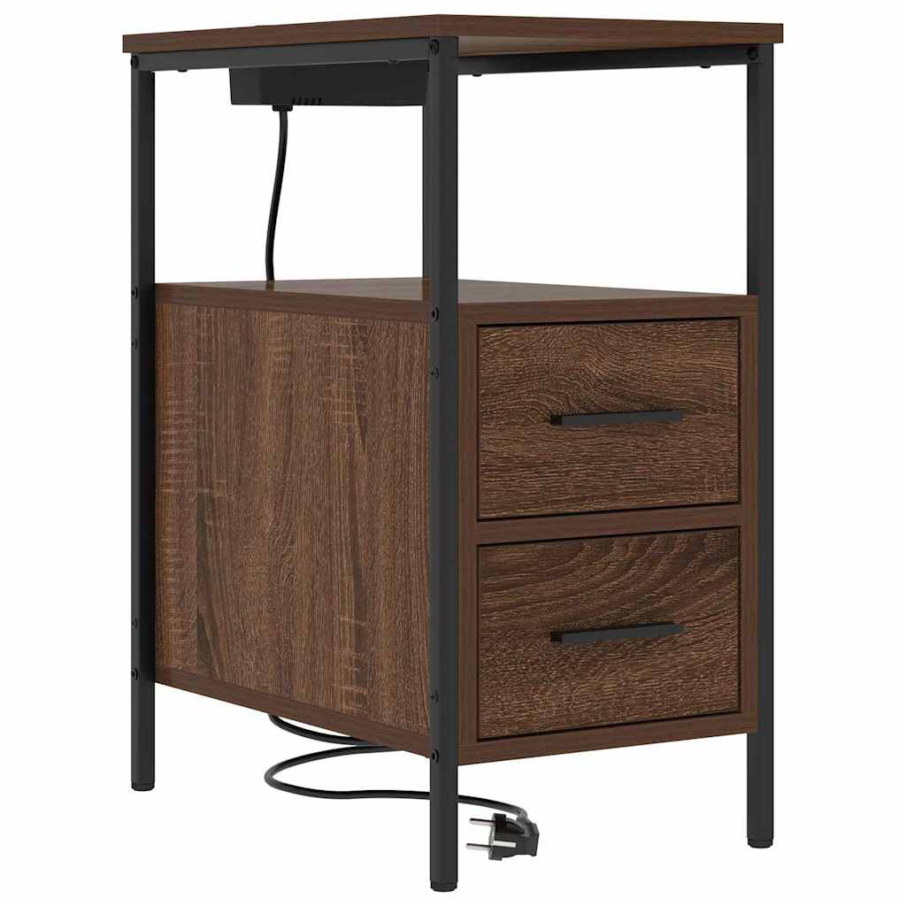 Natskab 2 pcs Brun eg 30 x 48 x 61 cm Konstrueret træ