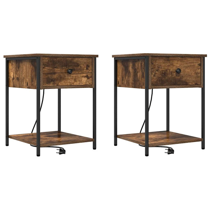 Natskab 2 pcs Røget eg 42 x 41 x 56 cm Konstrueret træ