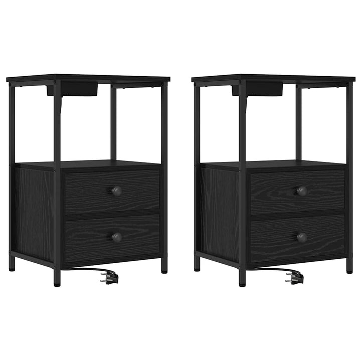 Natskab 2 pcs Sort eg 40 x 31 x 60 cm Konstrueret træ