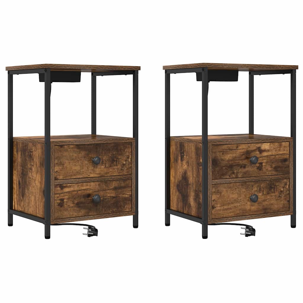 Natskab 2 pcs Røget eg 40 x 31 x 60 cm Konstrueret træ