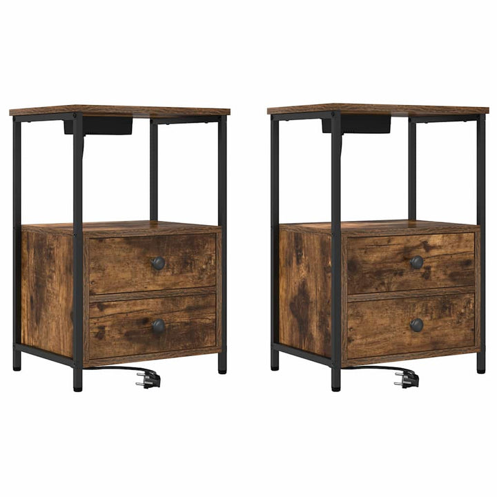 Natskab 2 pcs Røget eg 40 x 31 x 60 cm Konstrueret træ