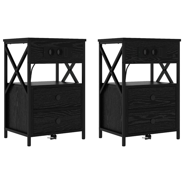 Natskab 2 pcs Sort eg 40 x 31 x 60 cm Konstrueret træ
