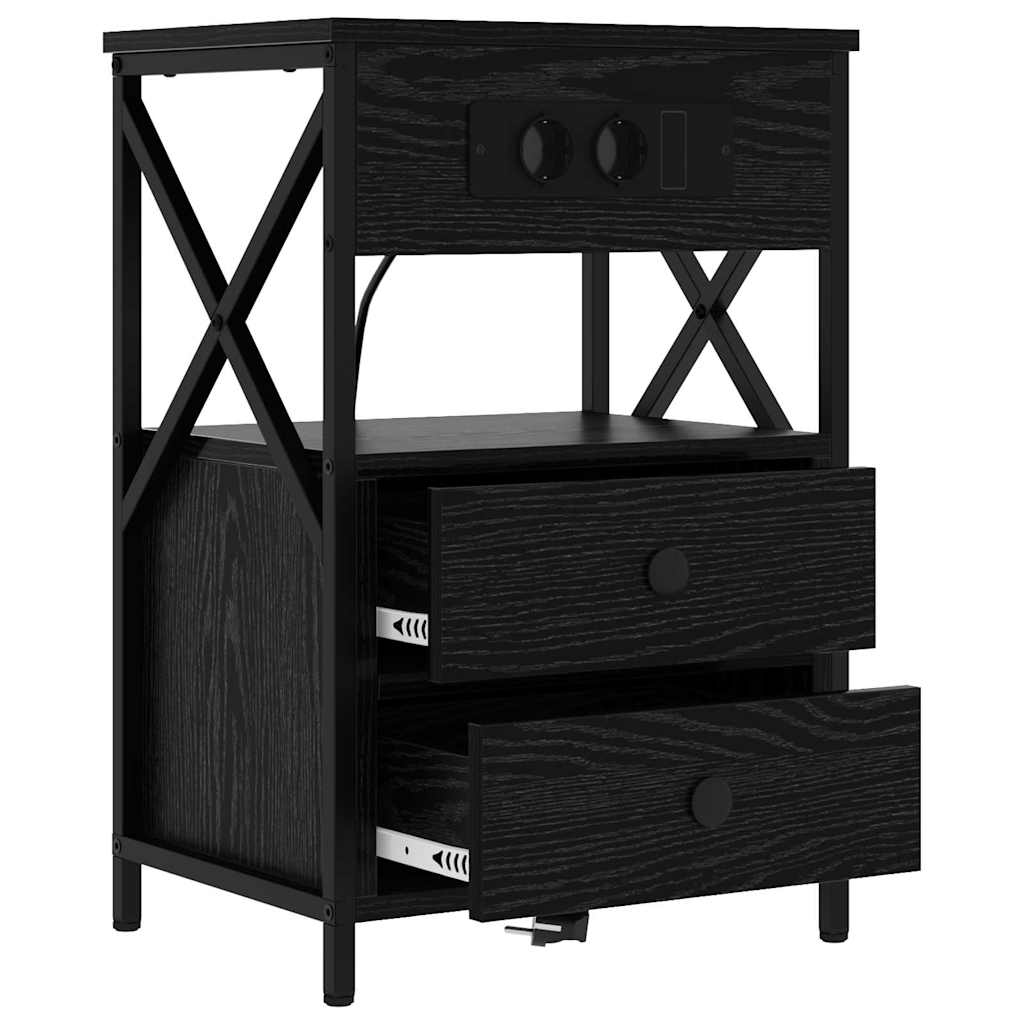 Natskab 2 pcs Sort eg 40 x 31 x 60 cm Konstrueret træ