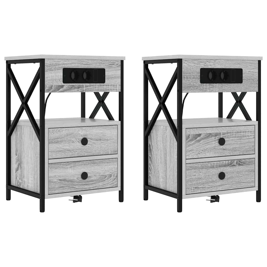 Natskab 2 pcs Grå Sonoma 40 x 31 x 60 cm Konstrueret træ