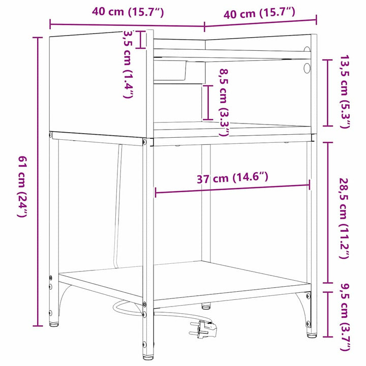 Natskab med hylde Sort eg 40 x 40 x 61 cm Konstrueret træ