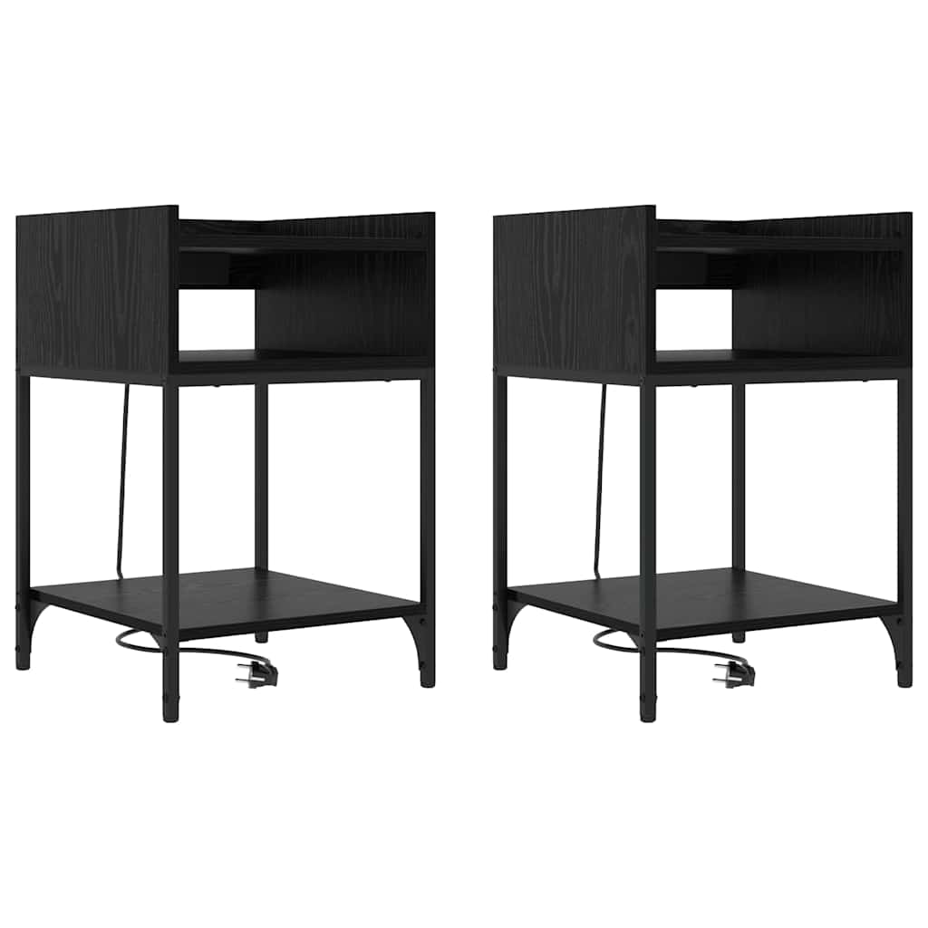 Natskab med hylde 2 pcs Sort eg 40 x 40 x 61 cm Konstrueret træ
