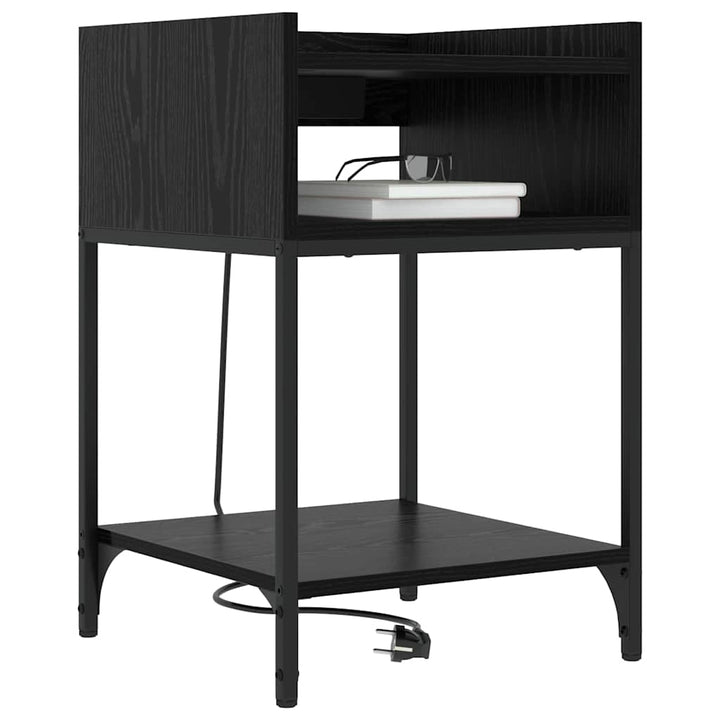 Natskab med hylde 2 pcs Sort eg 40 x 40 x 61 cm Konstrueret træ