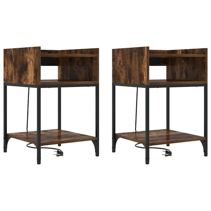 Natskab 2 pcs Røget eg 40 x 40 x 61 cm Konstrueret træ