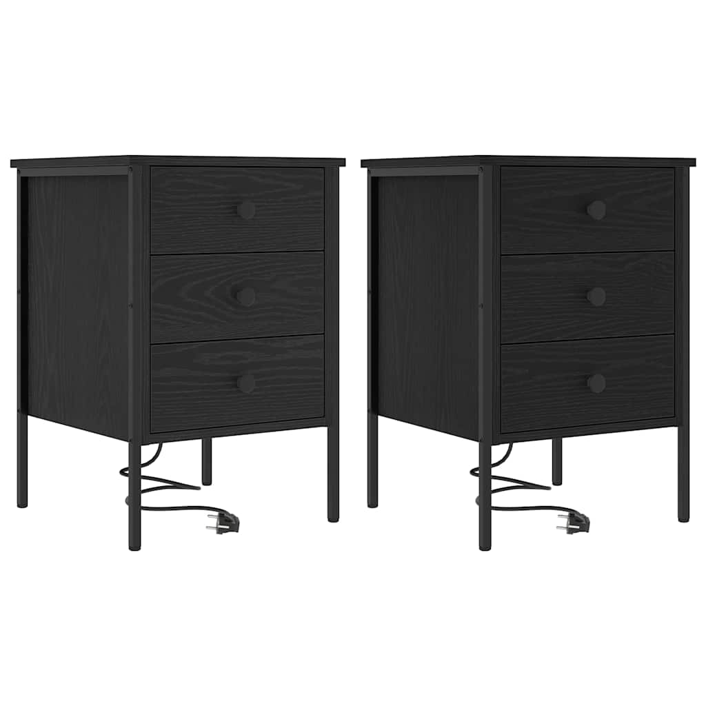 Natskab 2 pcs Sort eg 42 x 41 x 61 cm Konstrueret træ