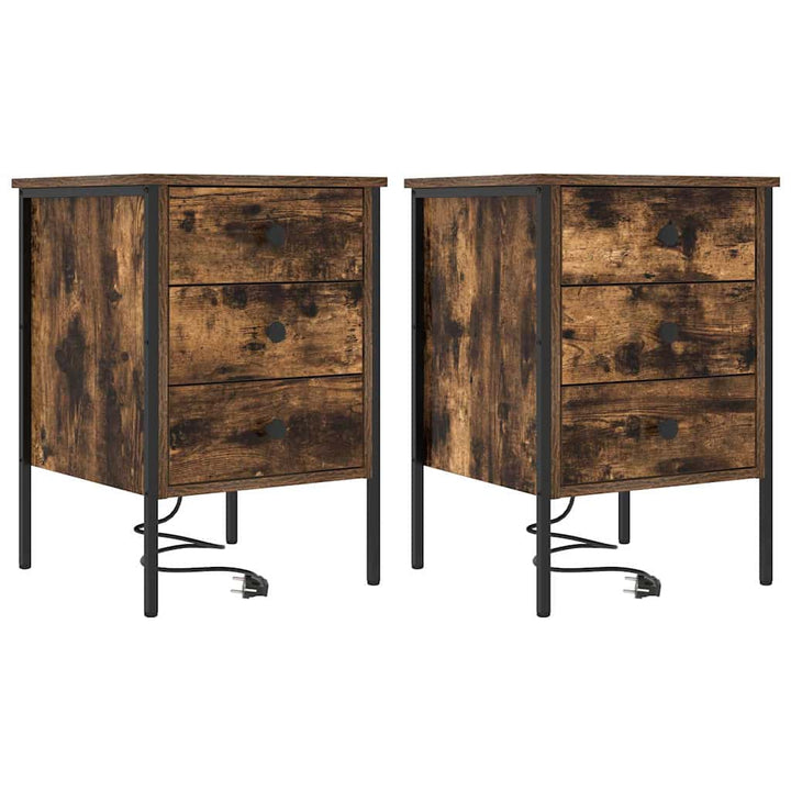 Natskab 2 pcs Røget eg 42 x 41 x 61 cm Konstrueret træ