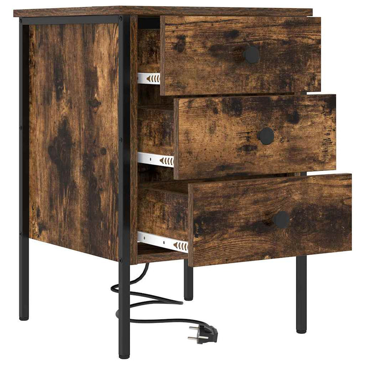 Natskab 2 pcs Røget eg 42 x 41 x 61 cm Konstrueret træ