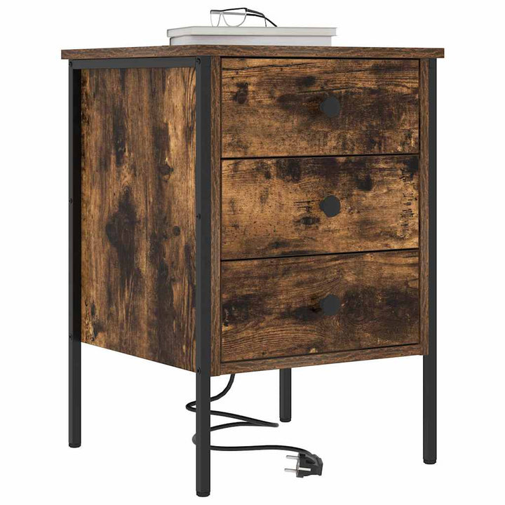 Natskab 2 pcs Røget eg 42 x 41 x 61 cm Konstrueret træ