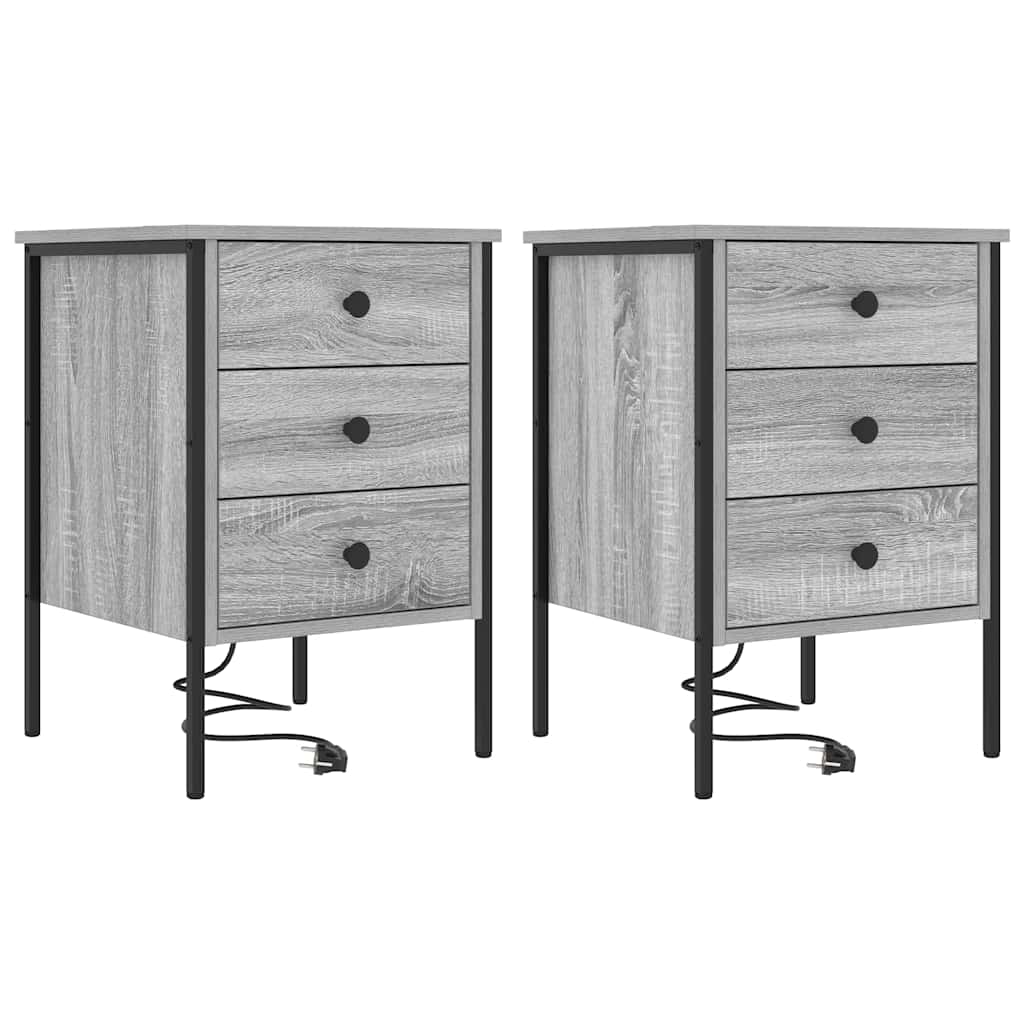 Natskab 2 pcs Grå Sonoma 42 x 41 x 61 cm Konstrueret træ