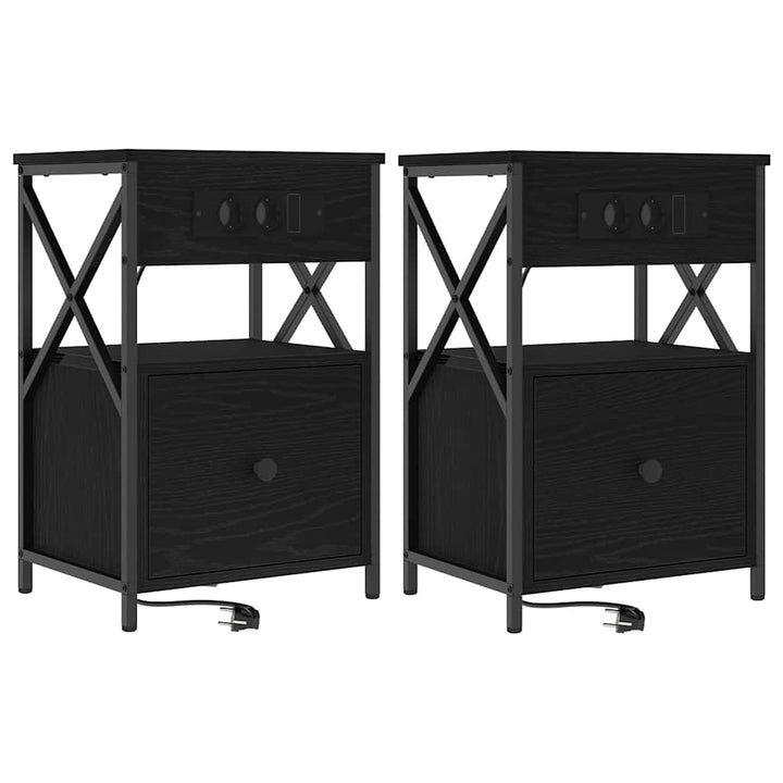 Natskab 2 pcs Sort eg 40 x 31 x 60 cm Konstrueret træ