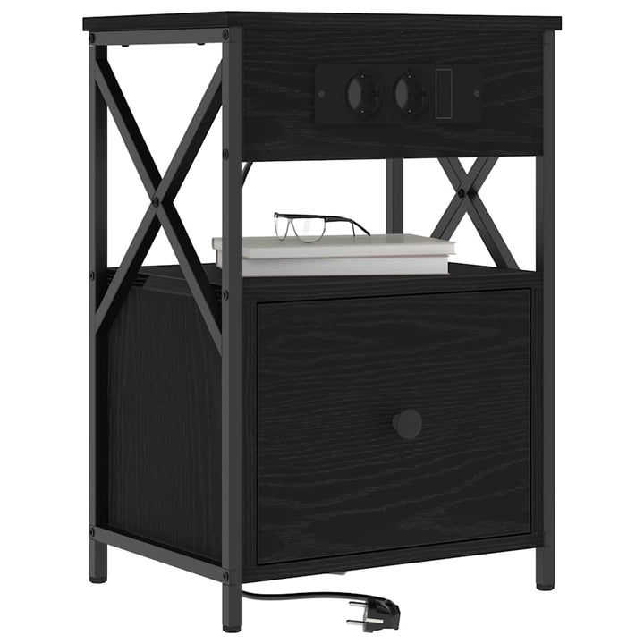 Natskab 2 pcs Sort eg 40 x 31 x 60 cm Konstrueret træ