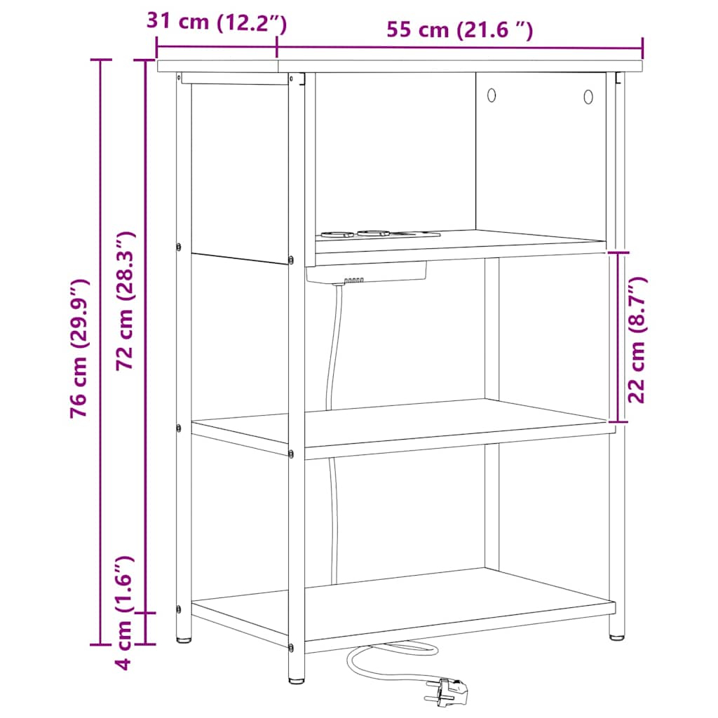 Natskab Sort eg 55 x 31 x 76 cm Konstrueret træ