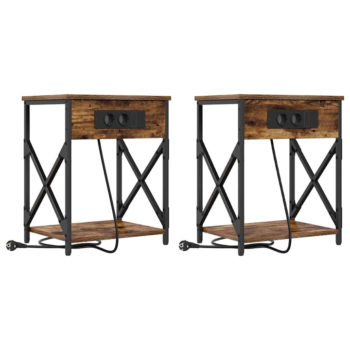 Natskab 2 pcs Røget eg 41 x 31 x 51 cm Konstrueret træ